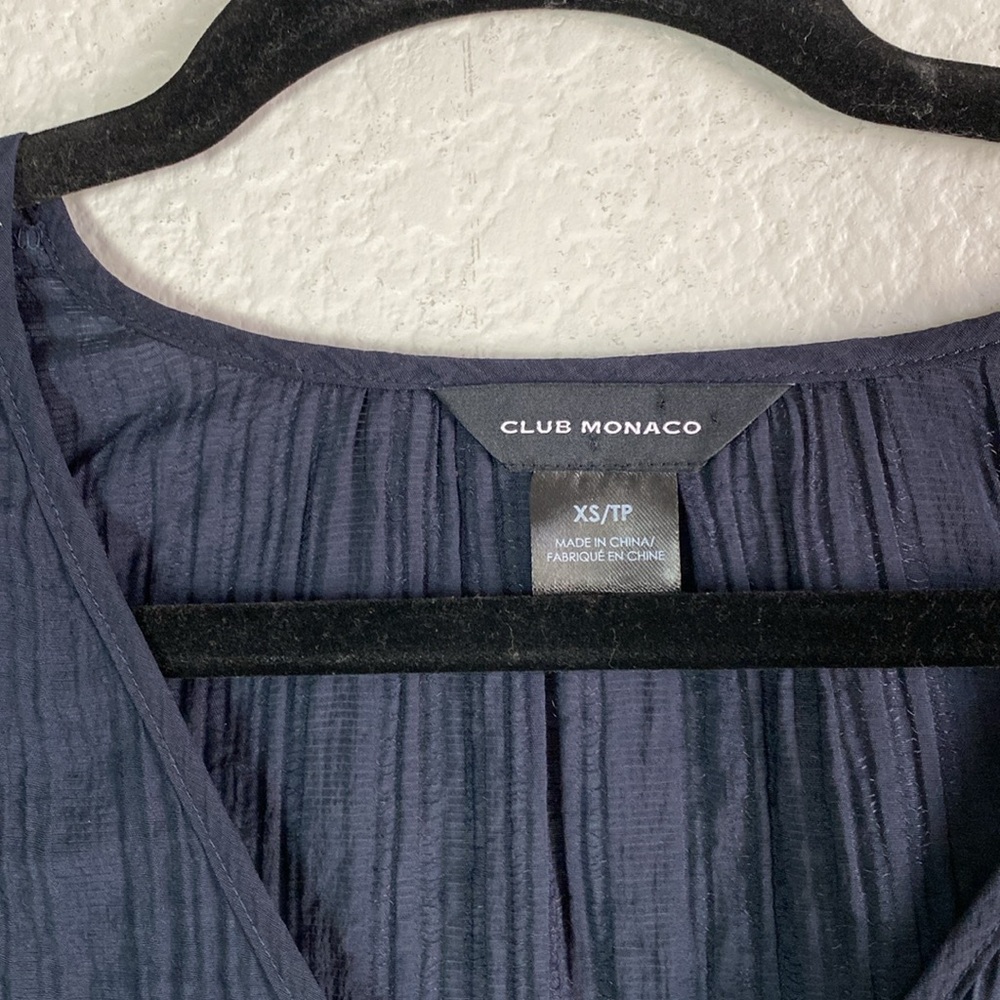 Club Monaco navy cross over front blouse - Picture 4 of 5